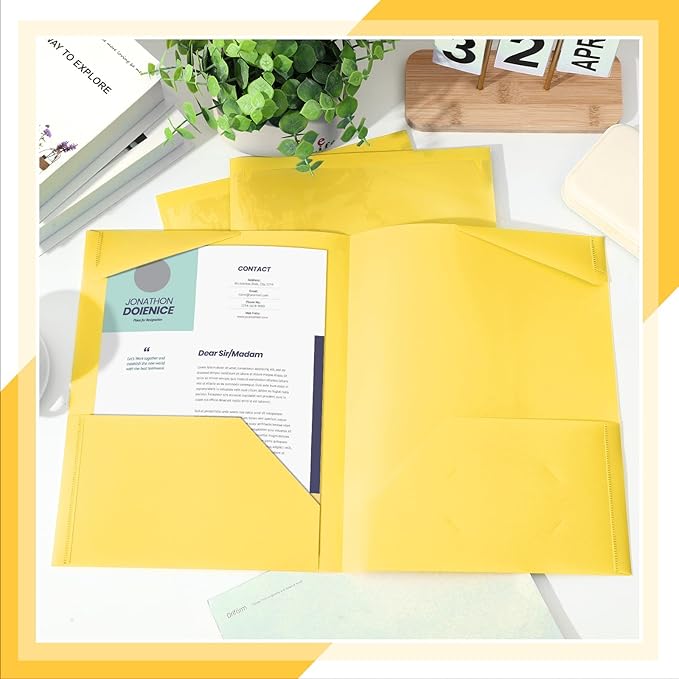 Henoyso 36 Pack Yellow Plastic Folders - Image 4