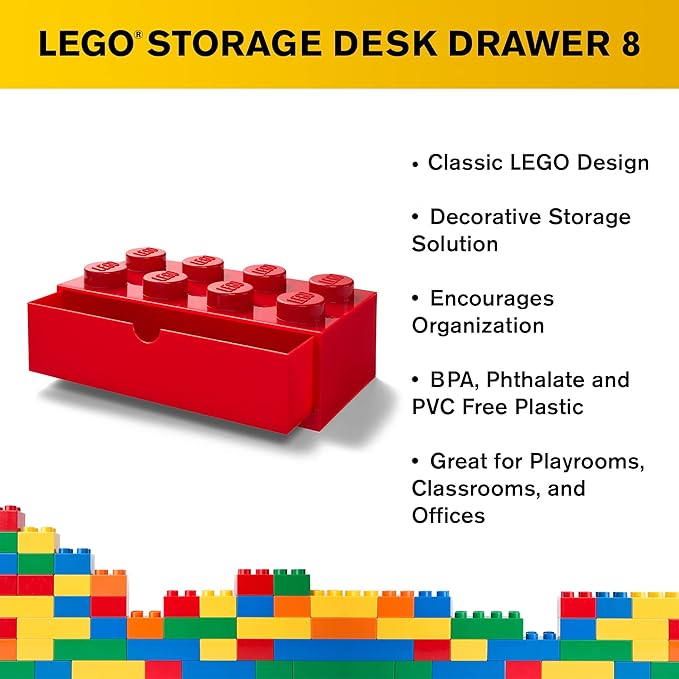 Room Copenhagen Lego Storage Brick 8 Desk Drawer, 8-Stud Stackable Tabletop - Image 6