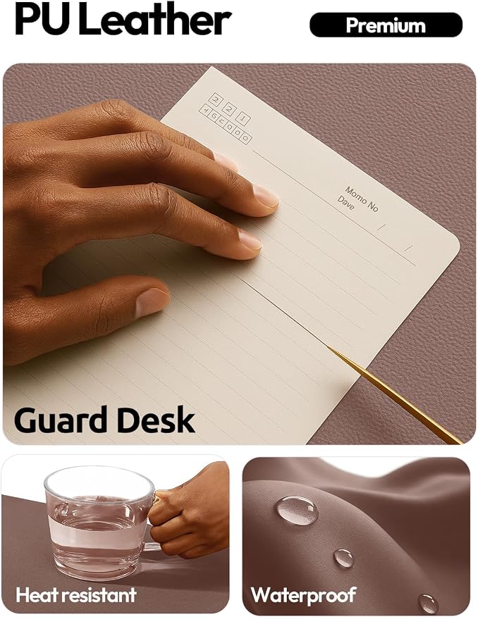 YSAGi Leather Desk Pad Protector, Office Desk Mat, Large Mouse Pad, Non-Slip PU - Image 4