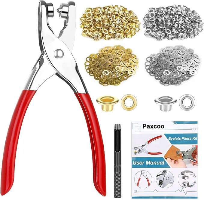 1203Pcs Grommet Tool Kit with Eyelet Pliers, PAXCOO 1/4 Inch 6mm Fabric Grommet by PAXCOO