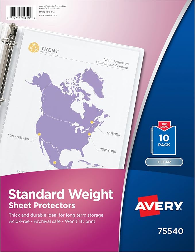 Avery Clear Standard Weight Sheet Protectors, Top Load, 10 Document Protectors by Avery