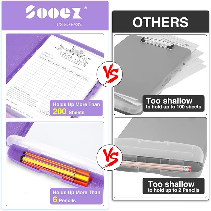 Sooez Glitter Clipboard with Storage, High Capacity Clip Boards 8.5x11 with Pen - Image 2