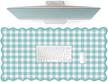 Scalloped‌ Teal Green Checkered Desk Mat Cute Pastel Large Gaming Mouse Pad by Unknown