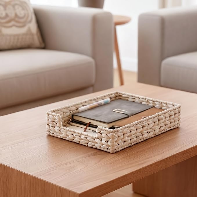 Set of 2 Water Hyacinth Letter Tray - Image 4