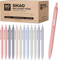 Morandi Pens Bulk 60 Pack – Smooth Writing 1.0mm, Click Ballpoint Pens by Sikao