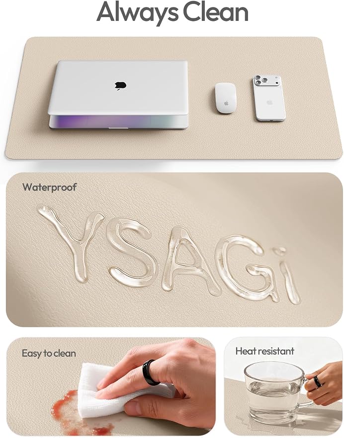 YSAGi Leather Desk Pad Protector, Office Desk Mat, Large Mouse Pad, Non-Slip PU - Image 8