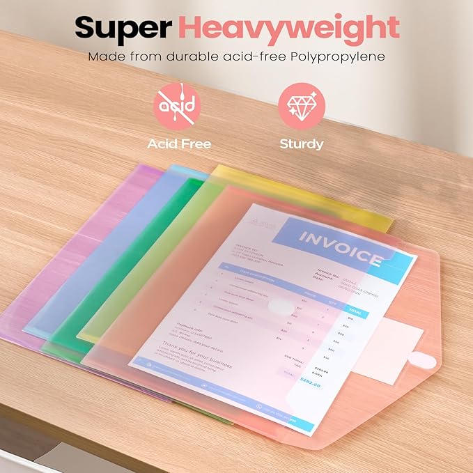 Sooez 10 Packs Plastic Envelopes Plastic File Folders, Fresh Colors - Image 7