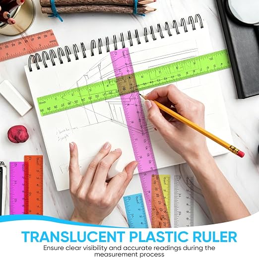 SenseYo 16 Pcs Clear Plastic Rulers 12 Inch Color Transparent Ruler - Image 5