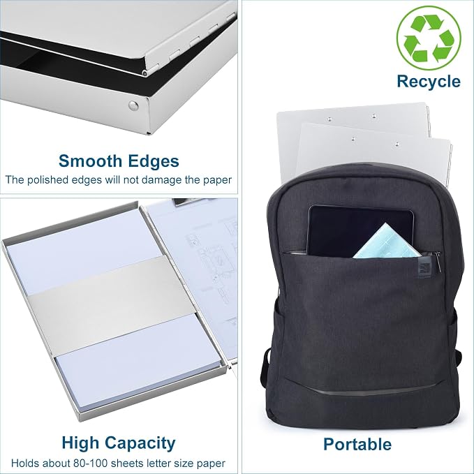 ZCZN Aluminum Clipboard with Storage and Clip Recycled, 4 Pack Clipboard Folders - Image 4