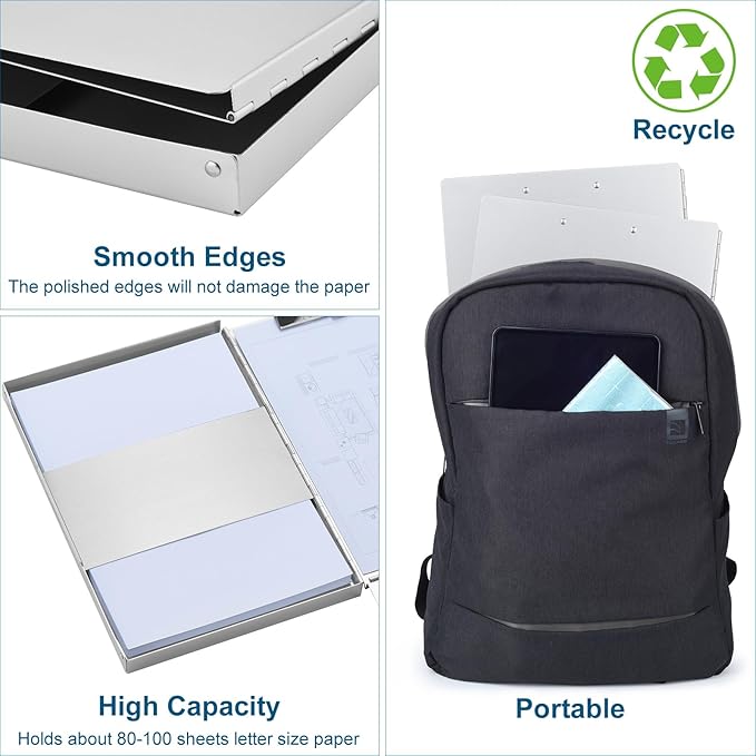 ZCZN Aluminum Clipboard with Storage and Clip Recycled, 2 Pack Clipboard Folders - Image 4