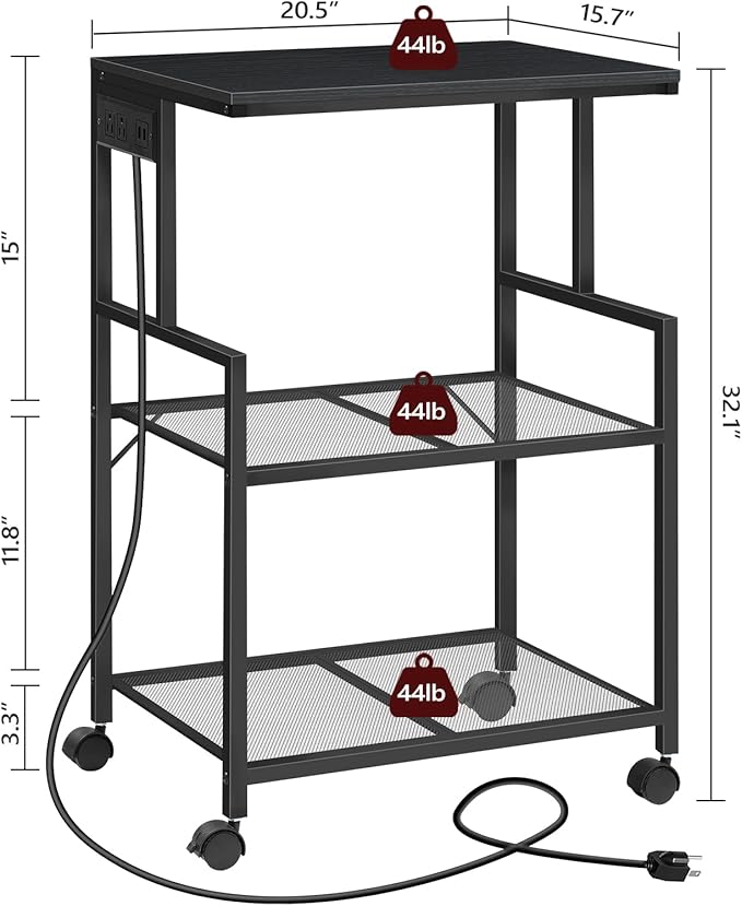 MAHANCRIS Mobile Printer Stand, 3-Tier Industrial Printer Cart - Image 4