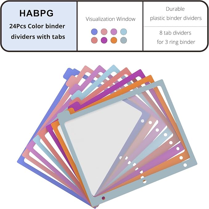 HABGP Binder Dividers with Tabs, 8 Tab Dividers - Image 2