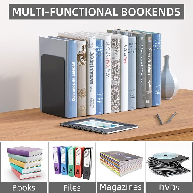 VFINE Metal Bookends 2 Pairs, Bookends - Image 6