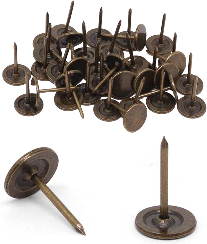 100Pcs Upholstery Tacks, Vintage Flat Head Thumb Tacks Upholstery Nails by Unknown