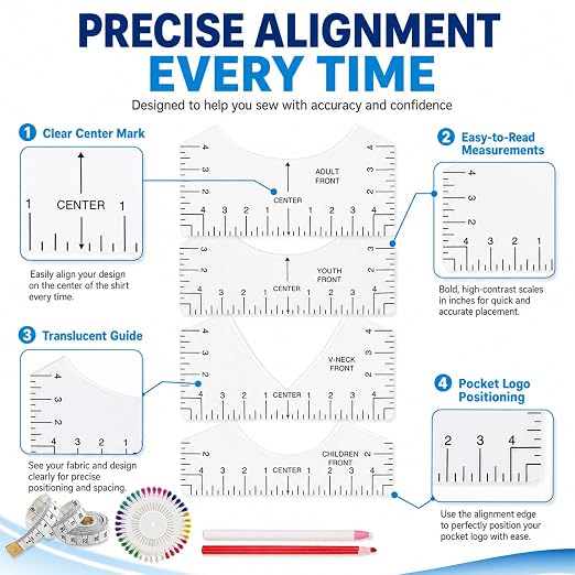 Tshirt Ruler Guide Vinyl Alignment, Shirt Measurement Tool Placement Center - Image 4