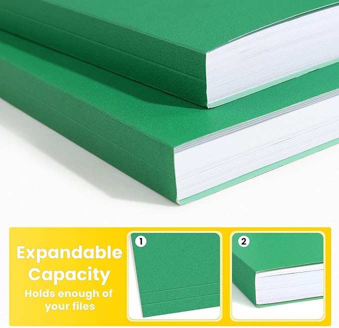 SUNEE File Folders Letter Size Green, 100 Pack Manilla Folders 8.5 x 11 1/3-Cut - Image 6