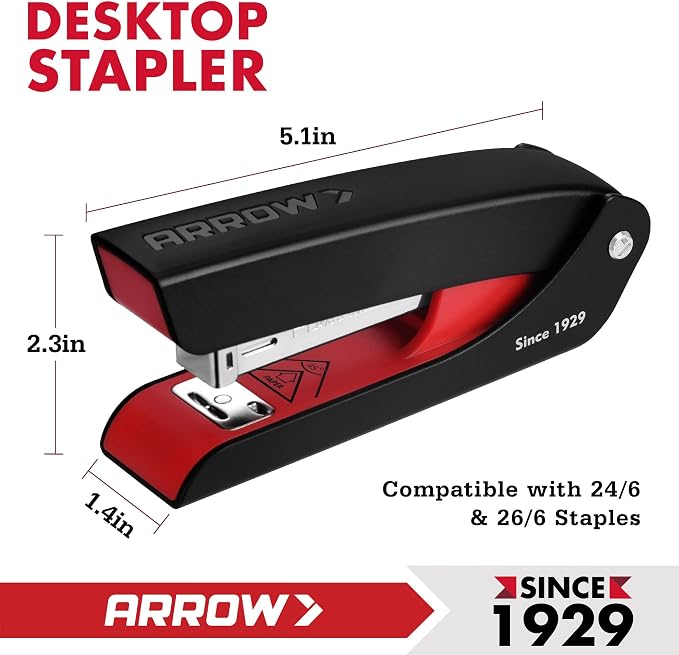 Arrow Office Stapler Set, 25 Sheet Capacity Metal Desk Stapler - Image 2