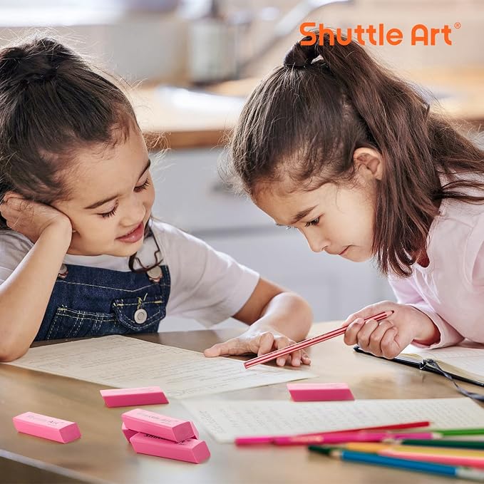 Shuttle Art Pink Erasers, 36 Pack Erasers Bulk, Latex-Free, No Smudge, Soft - Image 5