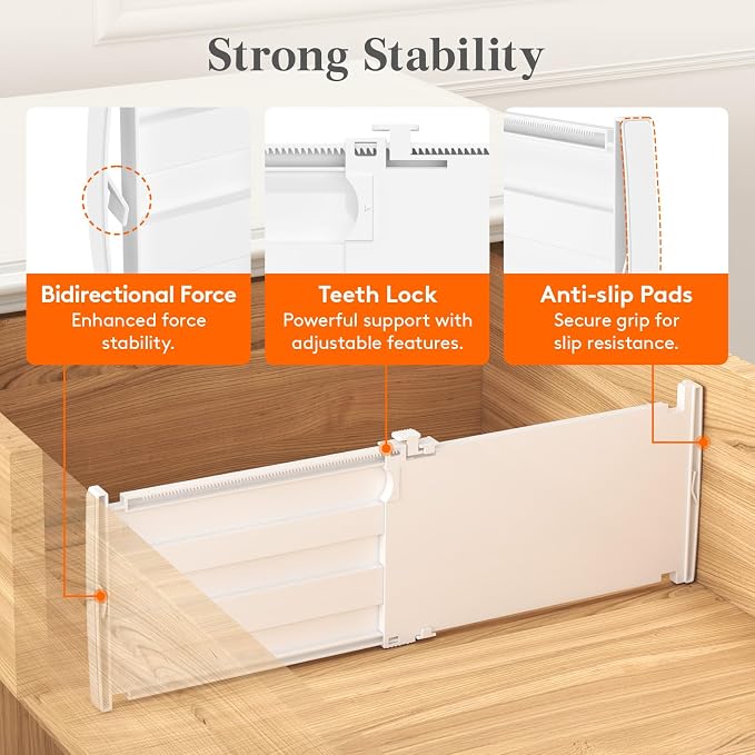 Lifewit 6" Tall 5 Pack Drawer Dividers, 11.5"-18.5" Adjustable Deep Drawer - Image 4