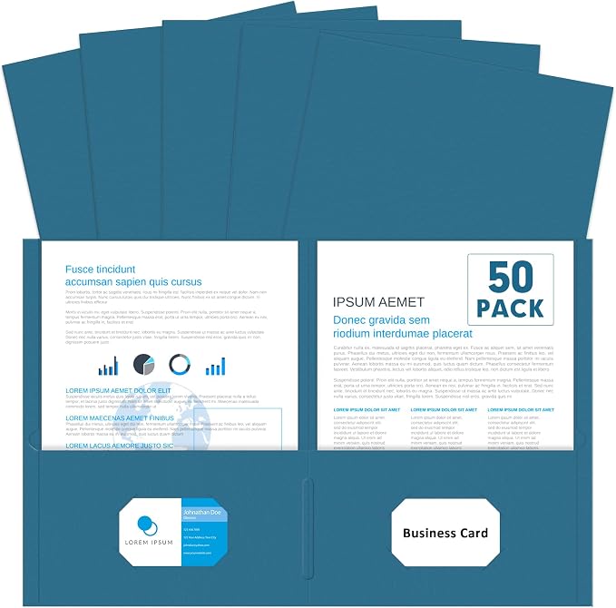 Two Pocket Folders, PANDRI 50 Pack 2 Pocket Folders, Letter Size Paper File by PANDRI