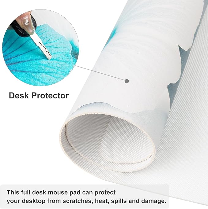 QiyI Desk Pad, Non-Slip PU Leather Desk Blotter Protector, Kids Floral Print - Image 5