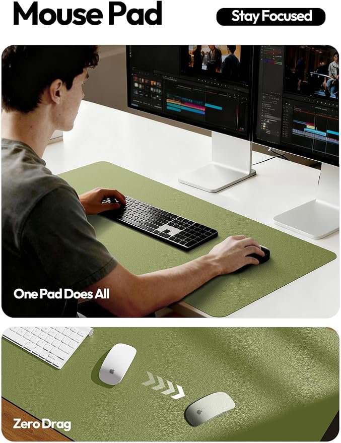 YSAGi Leather Desk Pad Protector, Office Desk Mat, Large Mouse Pad, Non-Slip PU - Image 4