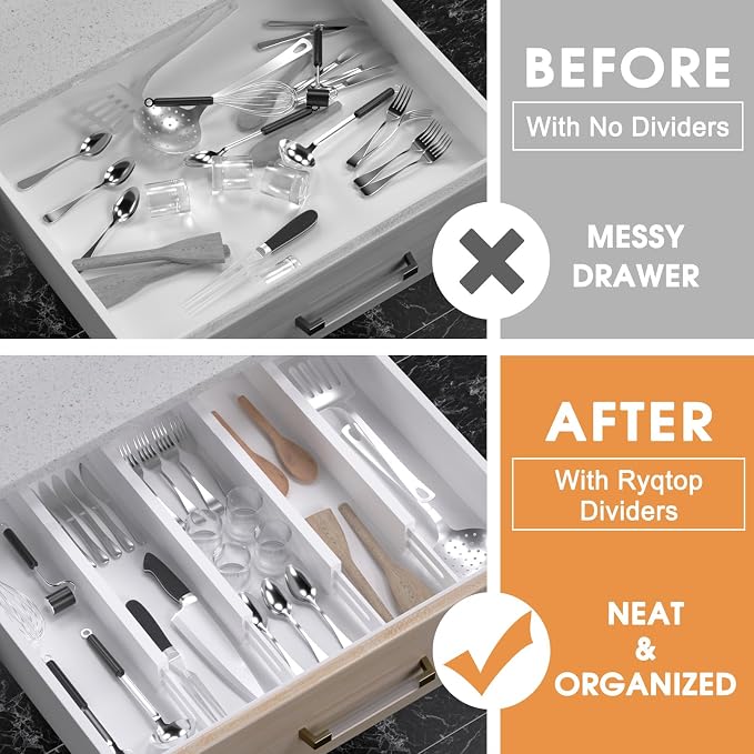 Bamboo Drawer Dividers Organizers, Kitchen Drawer Organizer, Adjustable Drawer - Image 2