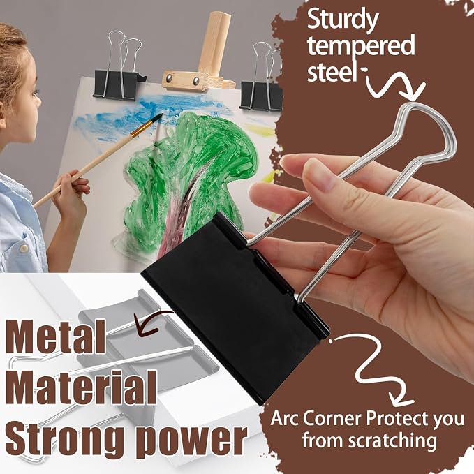 18 Pack 3 Inch Jumbo Binder Clips, Extra Large Binder Clips Heavy Duty Paper - Image 3