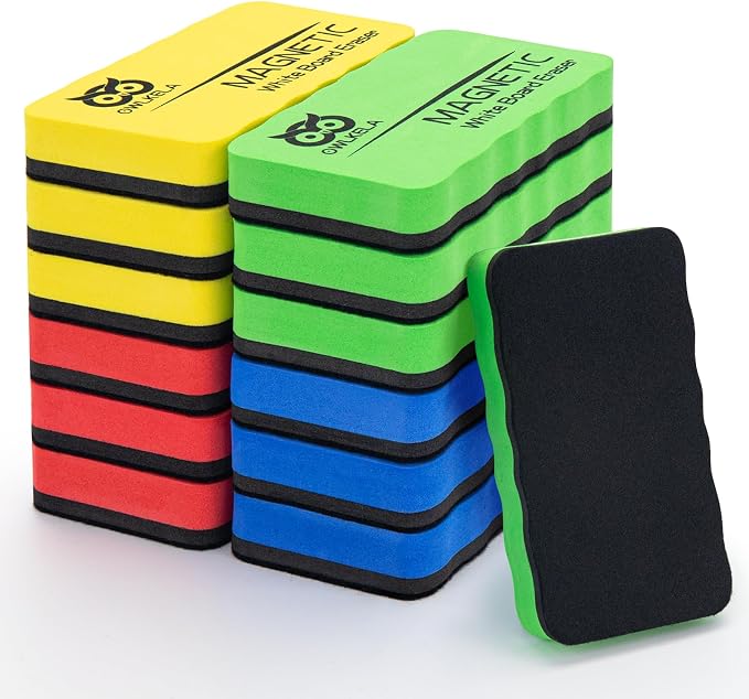OWLKELA 12 Pack Dry Erase Erasers, Magnetic Whiteboard Eraser by OWLKELA