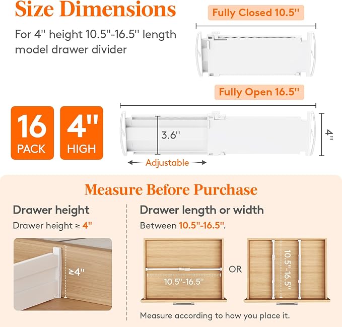 Lifewit 16 Pack Drawer Dividers - Image 2