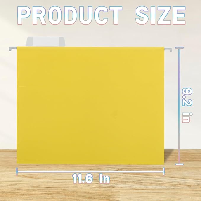 50 Packs Hanging File Folders Yellow, Letter Size 8.5x11, Hanging File Folders - Image 2