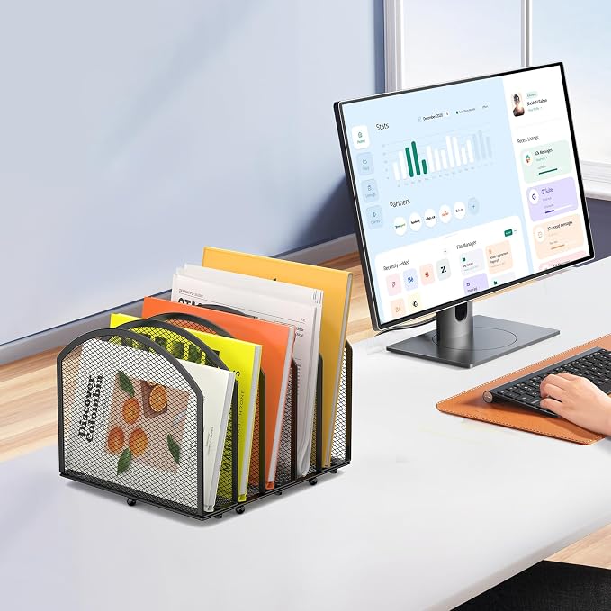 MINDEPOT 5-Section Desk File Organizer, Vertical Desktop File Holder Mail - Image 7