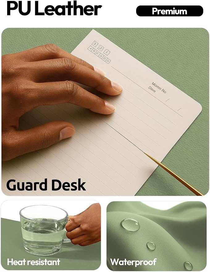 YSAGi Leather Desk Protector, Office Mat, Large Mouse Mat, Non-Slip PU Leather - Image 3
