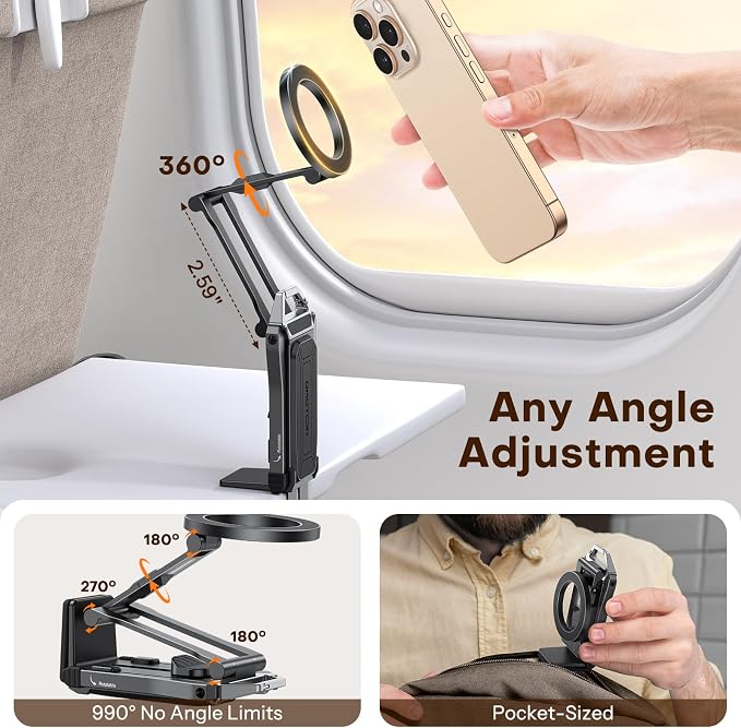 OMOTON TP02 360°Rotating for MagSafe Tripod, Adjustable Aluminum Magnetic Phone - Image 5