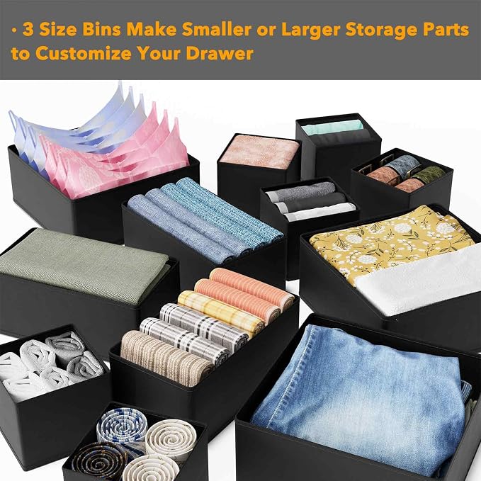 SpaceAid Drawer Organizer for Clothes, 6 Pack Dresser Drawer Organizer Bins - Image 5