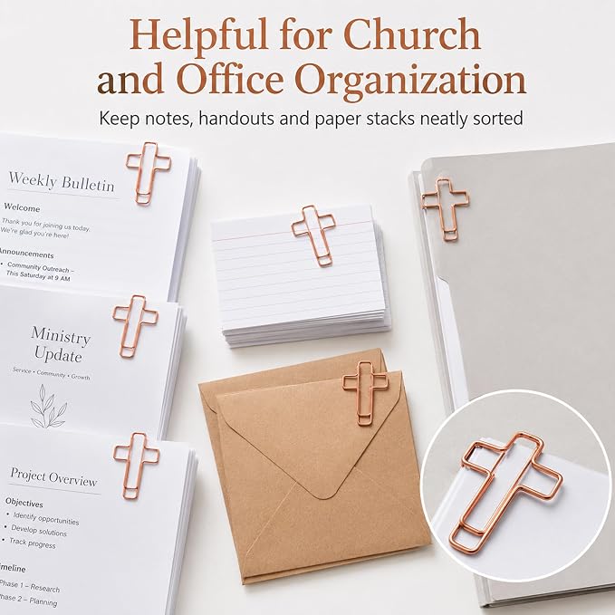 210 Pack Rose Cross Paper Clips, Decorative Paper Clips and Bookmarks - Image 8