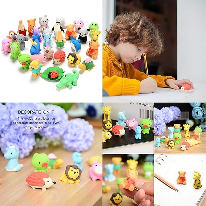 URSKYTOUS 46Pcs Animal Erasers Desk Pets - Image 6