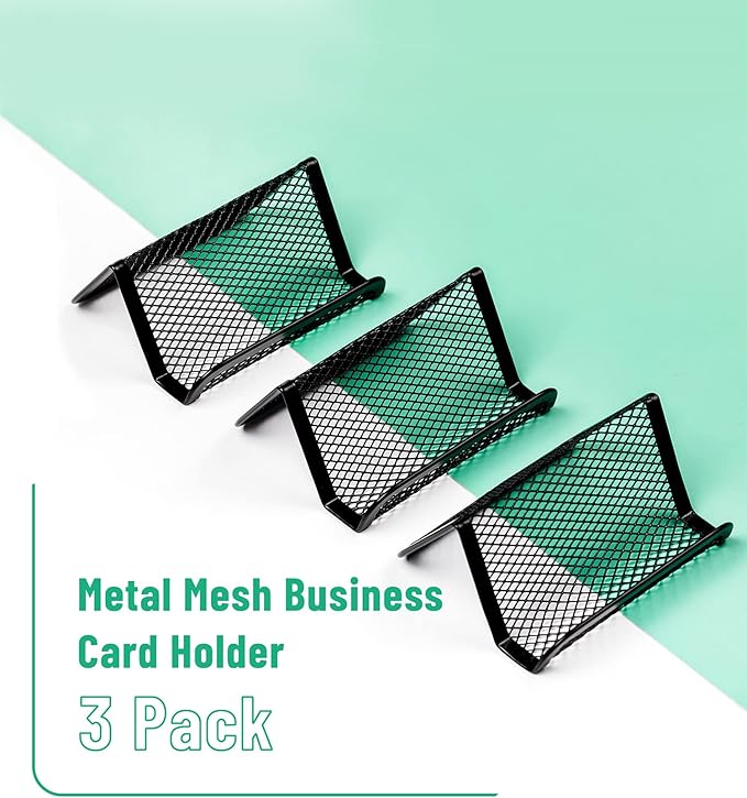 Mr. Pen- Metal Mesh Business Card Holders, 3 Pack, and Business Use, Flat and - Image 2