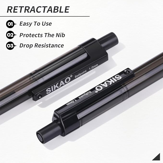 Black Pens Bulk, 60 Pack Retractable Ballpoint Pens Black Ink | Smooth Writing - Image 4