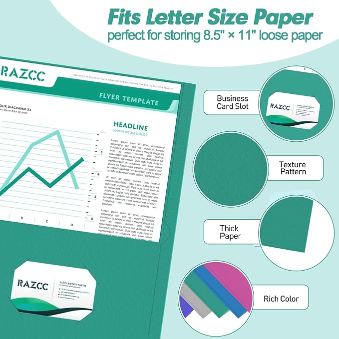 Two Pocket Folders, RAZCC 100 Pack 2 Pocket Folders Fit Letter Size Paper - Image 3