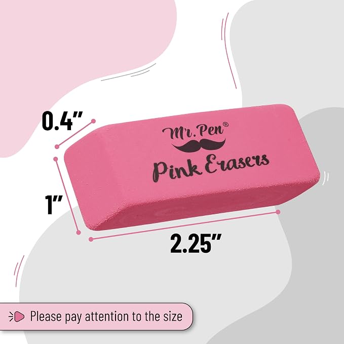 Mr. Pen- Pink Pencil Eraser Bulk, 48 Pack | Large Latex Free Block Erasers - Image 3
