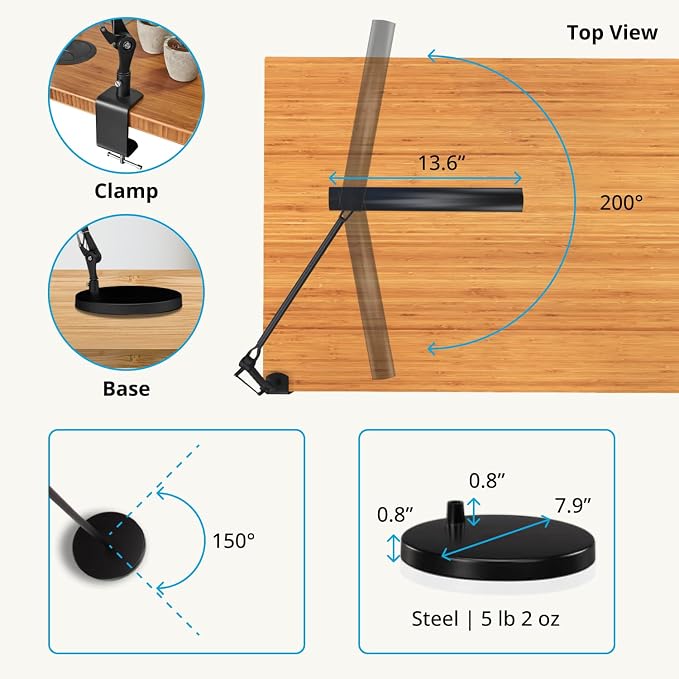 UPLIFTDESK E7 LED Desk Lamp – Adjustable 3 Color Modes, Dimmable Home Office - Image 5