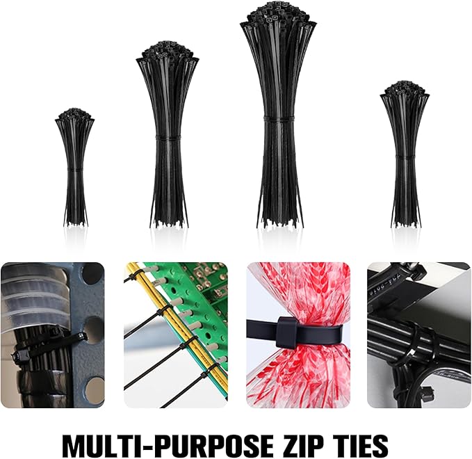 Zip Ties Assorted Sizes, 2000 Pack, Plastic Wire Ties - Image 5