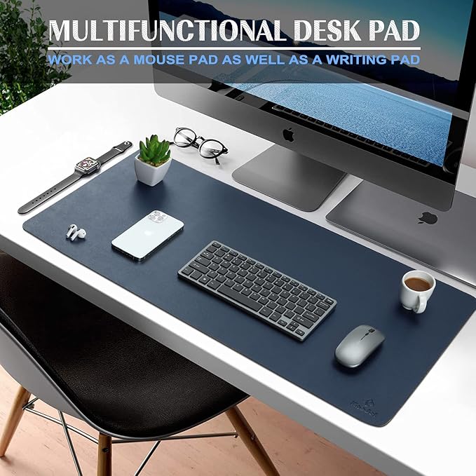 K KNODEL Small Office Leather Desk Mat, Mouse and Keyboard Pad, Computer and - Image 2