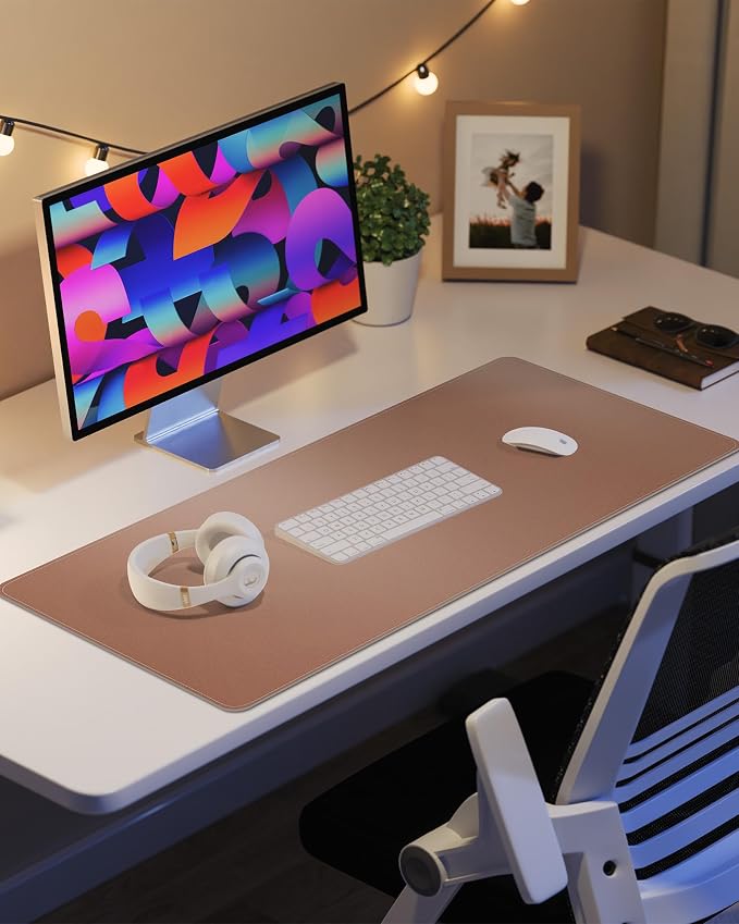 Leather Desk Pad Protector, Mouse Pad, Office Desk Mat, Non-Slip PU Leather - Image 6