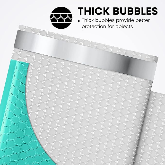 Fuxury Teal Bubble Mailers 6x10 Inch, 500 Pack, Usable Size 6x9, Self Seal - Image 3