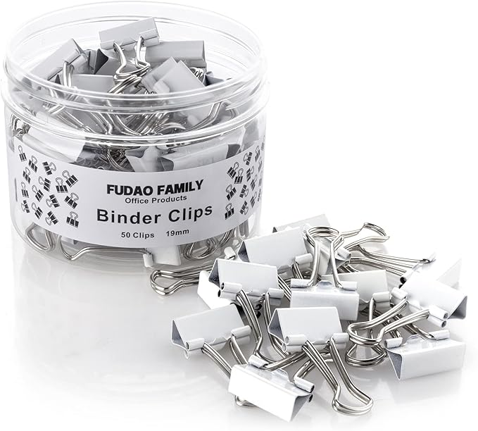 Small White Mini Binder Clips, 3/4 Inch, 50 Pack by FUDAOFAMILY