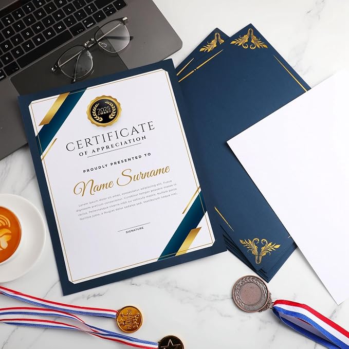 Fainne 300 Pcs Certificate Holder Foil Border Bulk 8.5 x 11 Inch Single Sided - Image 4