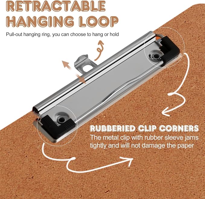 Clipboards, PANDRI 26 Pack Hardboard Office Clipboards, Low Profile Clip - Image 3
