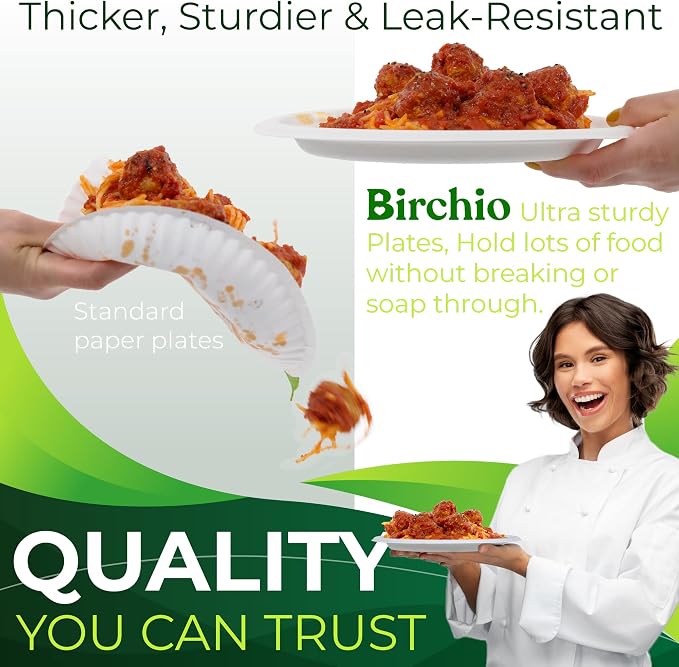 150pcs 100% Compostable Paper Plates, Heavy Duty, Eco Friendly, Biodegradable - Image 3